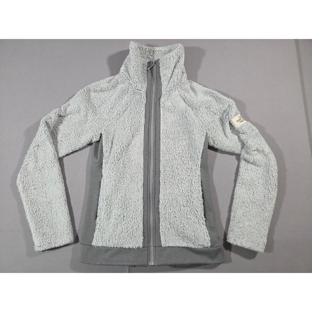 The North Face Jacket Womens Extra Small Gray Fur Soft Plush Stretch Fluffy Zip
